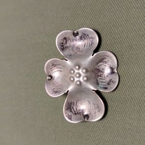 Vintage Handmade Sterling Silver Dogwood Flower brooch